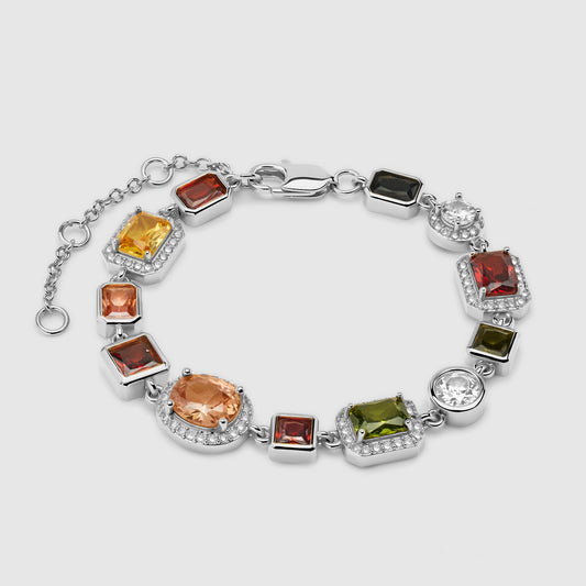 GEMSTONE LINK BRACELET (SILVER)