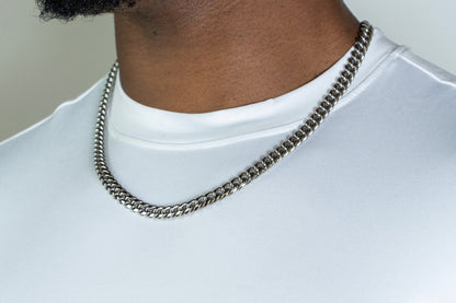 CUBAN CHAIN X BRACELET SET (SILVER) 6MM