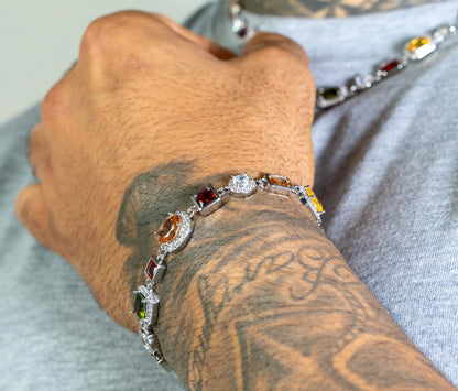 GEMSTONE LINK BRACELET (SILVER)