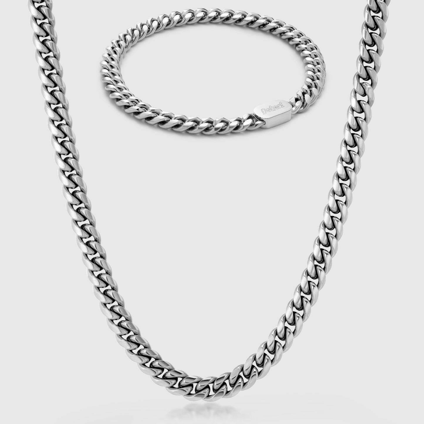 CUBAN CHAIN X BRACELET SET (SILVER) 6MM