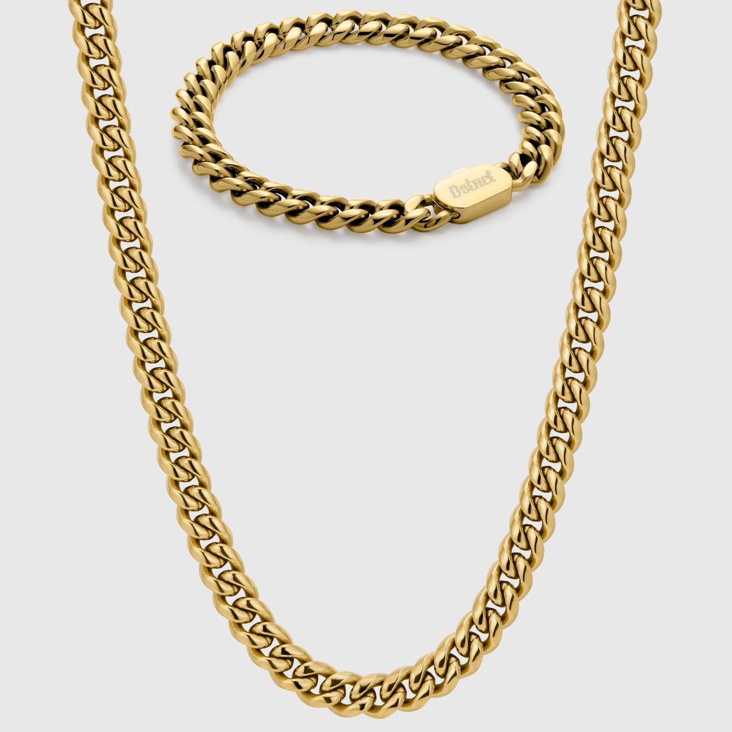 CUBAN CHAIN X BRACELET SET (GOLD) 8MM