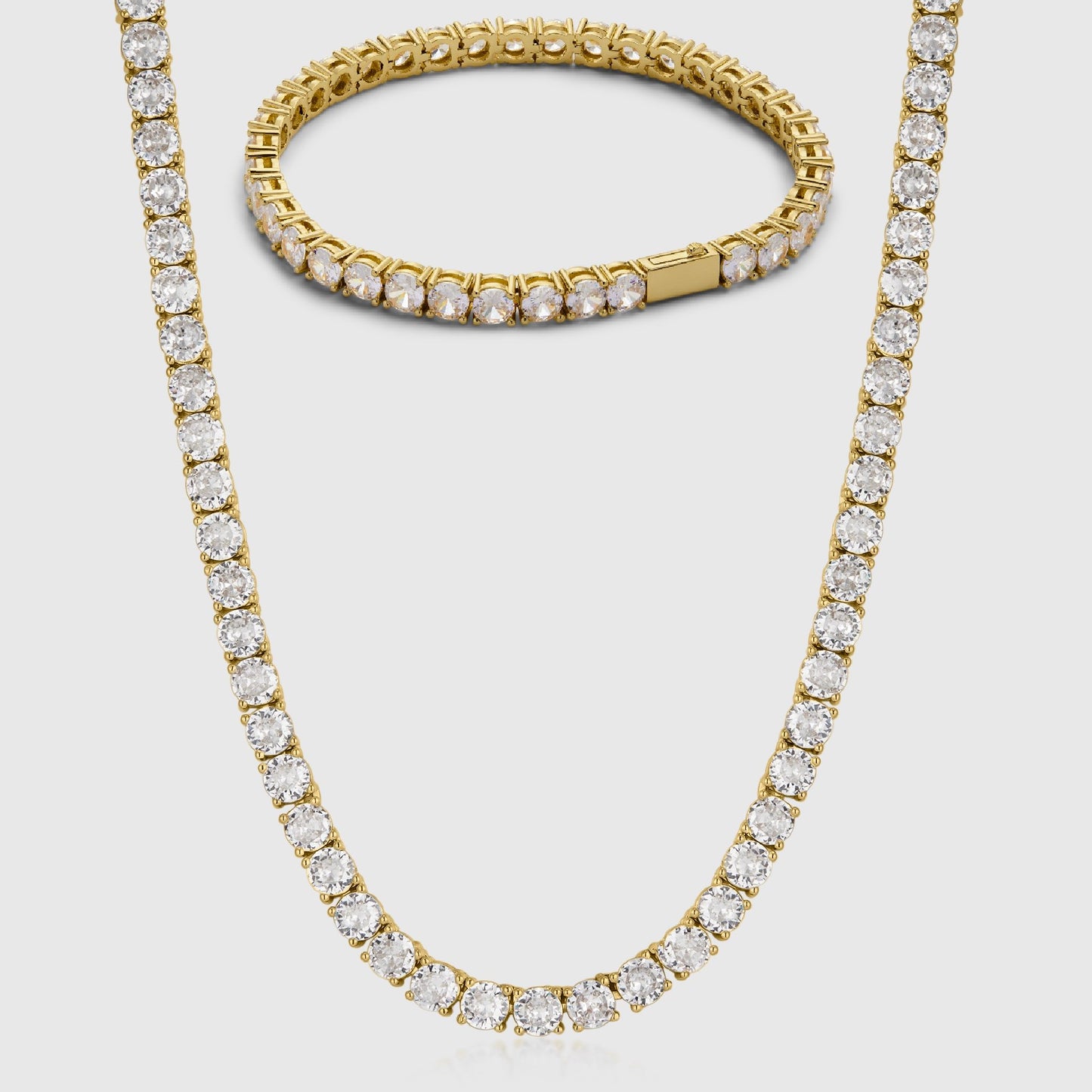 TENNIS CHAIN X BRACELET SET (GOLD) 5MM