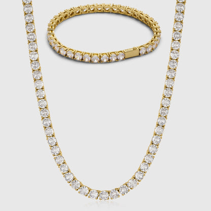 TENNIS CHAIN X BRACELET SET (GOLD) 5MM